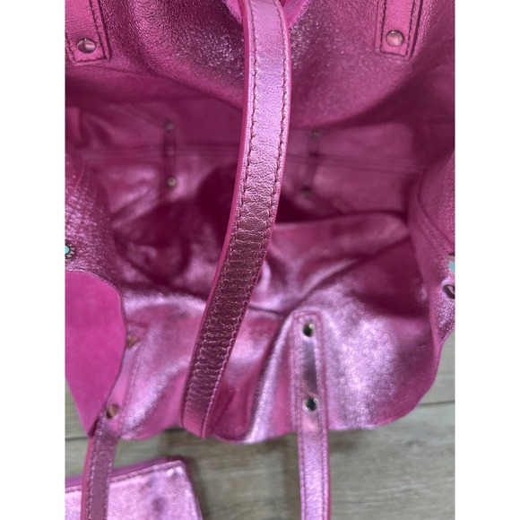 Tiffany & Co. Suede Leather Bucket Bag Pink‎ Metallic Trim Designer Tote - Picture 10 of 15